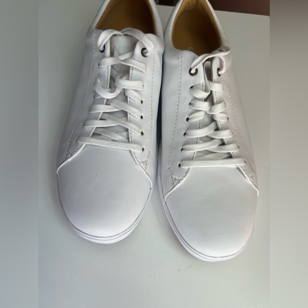 COLE HANN WOMENS WHITE LEATHER TENNIS SHOES SIZE 10 NWOT - Picture 3 of 6